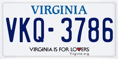 VA license plate VKQ3786