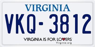 VA license plate VKQ3812