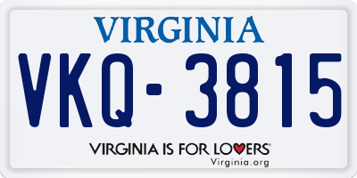 VA license plate VKQ3815