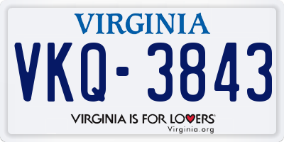 VA license plate VKQ3843