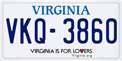 VA license plate VKQ3860