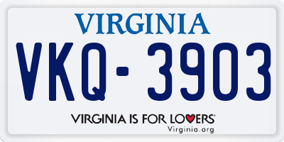 VA license plate VKQ3903