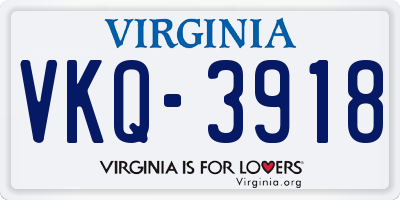 VA license plate VKQ3918