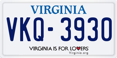 VA license plate VKQ3930