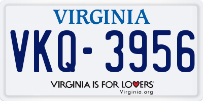VA license plate VKQ3956