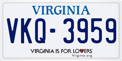 VA license plate VKQ3959