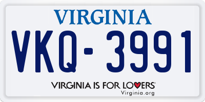 VA license plate VKQ3991