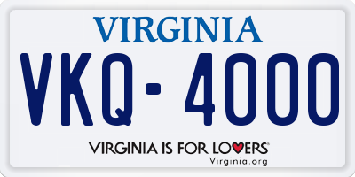 VA license plate VKQ4000