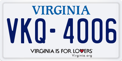 VA license plate VKQ4006