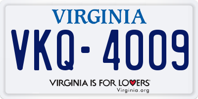 VA license plate VKQ4009