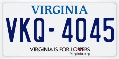 VA license plate VKQ4045