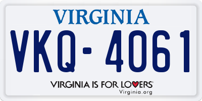 VA license plate VKQ4061