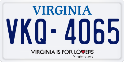 VA license plate VKQ4065