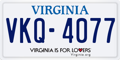 VA license plate VKQ4077