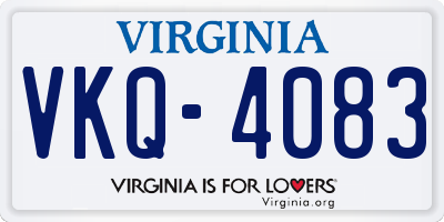 VA license plate VKQ4083