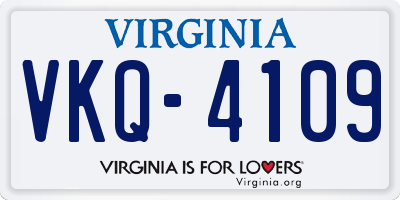 VA license plate VKQ4109