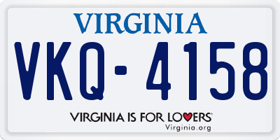 VA license plate VKQ4158
