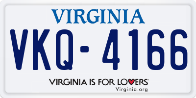 VA license plate VKQ4166