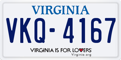 VA license plate VKQ4167