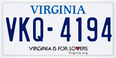VA license plate VKQ4194