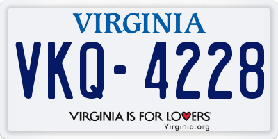 VA license plate VKQ4228