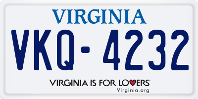 VA license plate VKQ4232