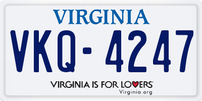 VA license plate VKQ4247