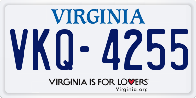 VA license plate VKQ4255