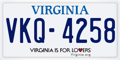 VA license plate VKQ4258
