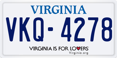 VA license plate VKQ4278