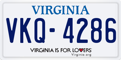VA license plate VKQ4286
