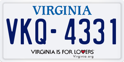 VA license plate VKQ4331