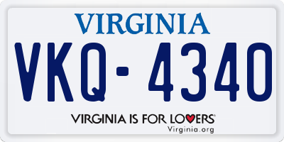 VA license plate VKQ4340