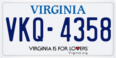 VA license plate VKQ4358