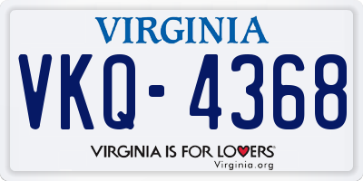 VA license plate VKQ4368