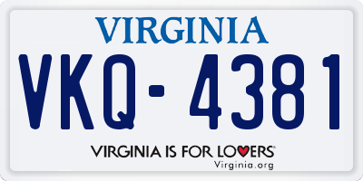 VA license plate VKQ4381