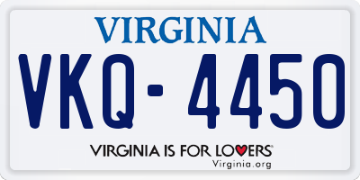 VA license plate VKQ4450