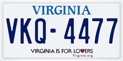 VA license plate VKQ4477
