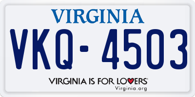 VA license plate VKQ4503