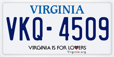 VA license plate VKQ4509