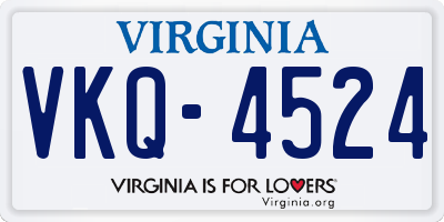 VA license plate VKQ4524