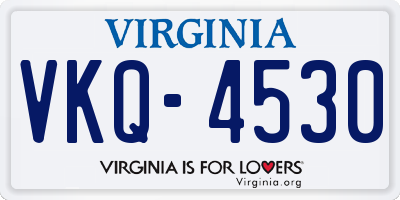 VA license plate VKQ4530