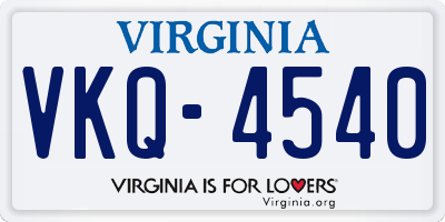 VA license plate VKQ4540