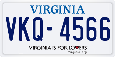 VA license plate VKQ4566