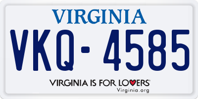 VA license plate VKQ4585