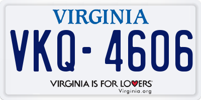 VA license plate VKQ4606