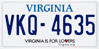 VA license plate VKQ4635