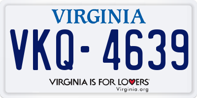VA license plate VKQ4639