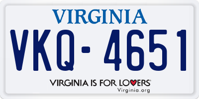VA license plate VKQ4651