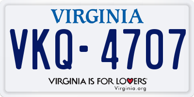 VA license plate VKQ4707